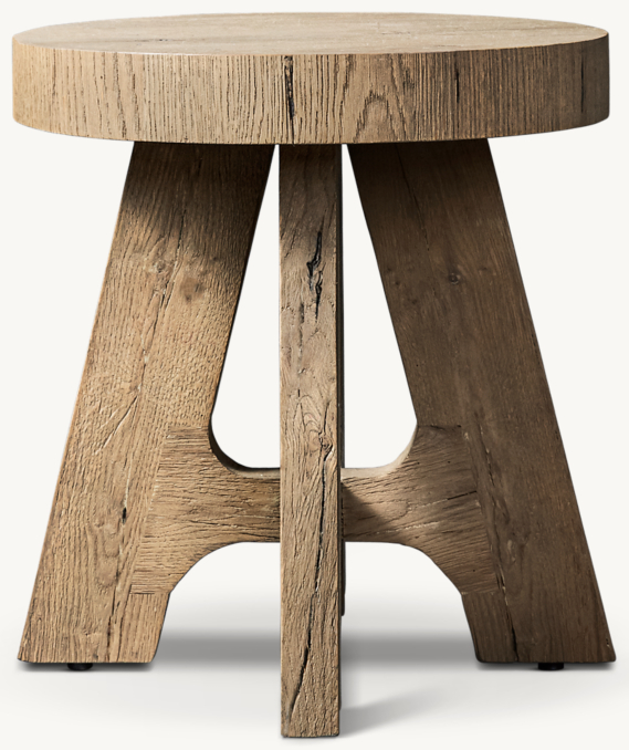 DAVOS OAK ROUND SIDE TABLE | RH