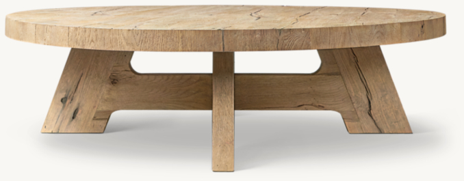 Davos Oak Round Coffee Table | RH