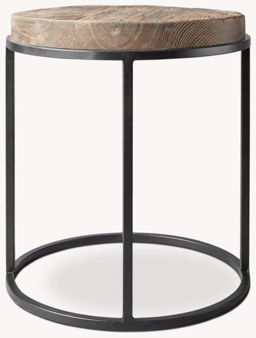 Rigby Reclaimed Rustic Oak Round Side Table RH