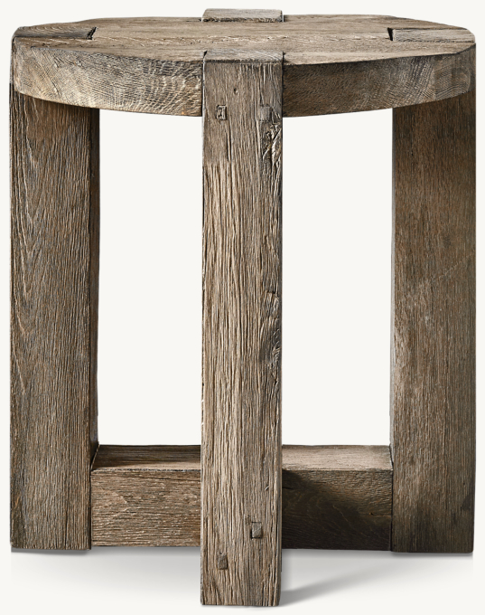 Reclaimed Rustic Oak Round Side Table