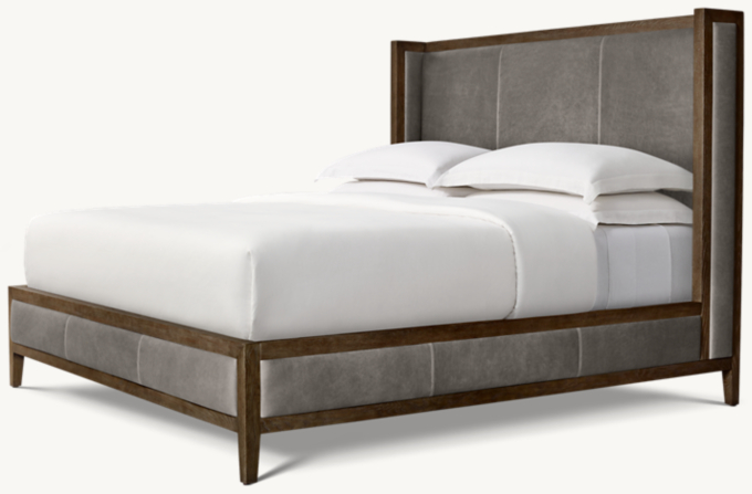French Contemporary Leather Shelter Bed