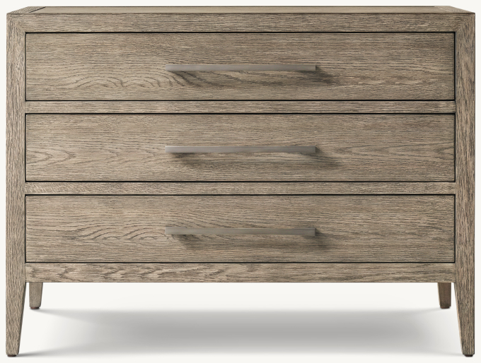 38&#34; nightstand shown in Grey Oak/Satin Pewter.