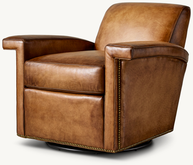 Keaton Leather Club Swivel Chair RH