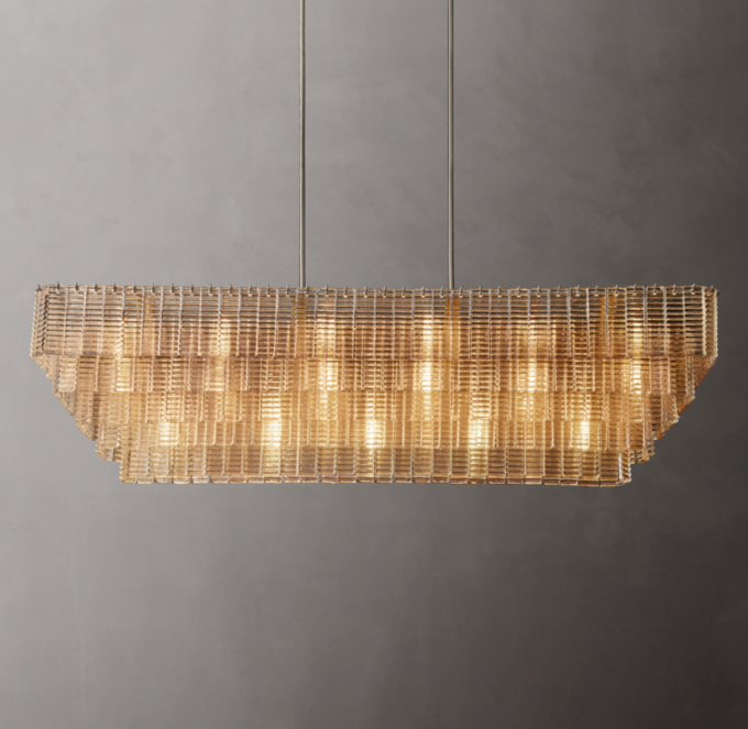 Sirene Clear Glass Rectangular Chandelier 77\"