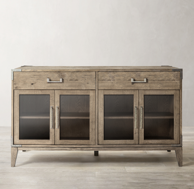 Cayden Campaign Glass 4Door Dining Sideboard