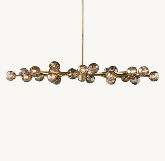 Boule De Cristal Smoke Glass Oval Chandelier 72\"
