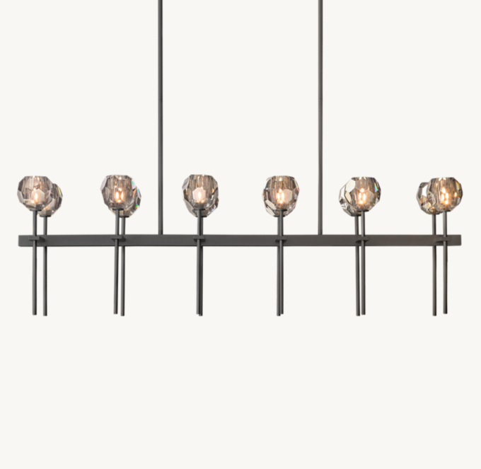 Boule De Cristal Smoke Glass Double Linear Chandelier 60\"