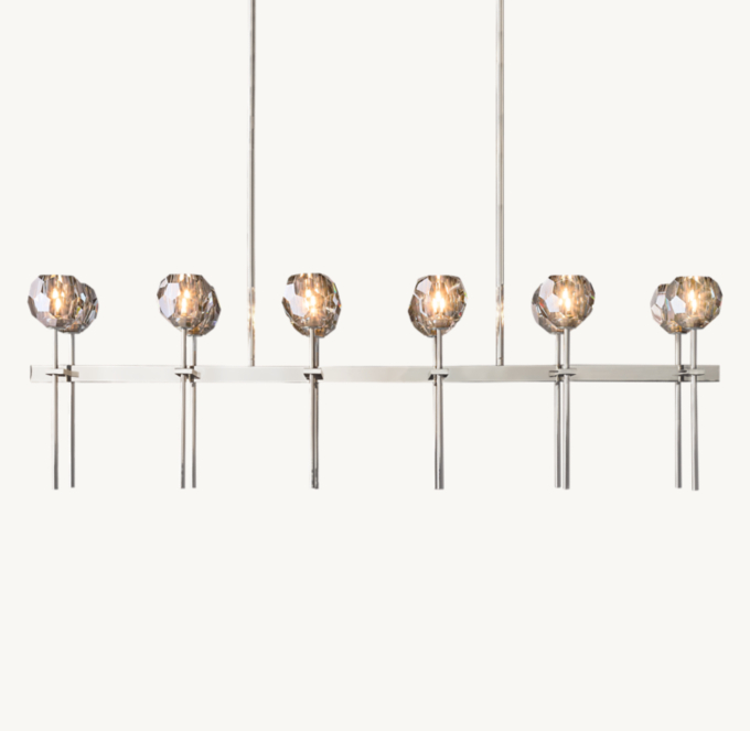Boule De Cristal Smoke Glass Double Linear Chandelier 60\"