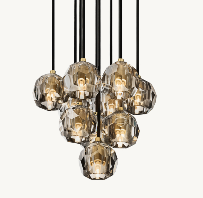 Boule De Cristal Smoke Glass Round Cluster Chandelier 14