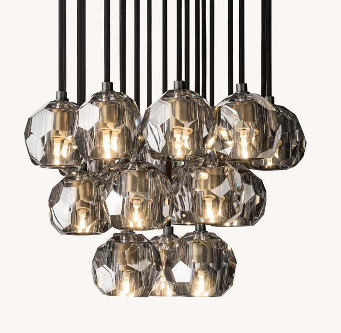 Boule De Cristal Smoke Glass Round Cluster Chandelier 19\"