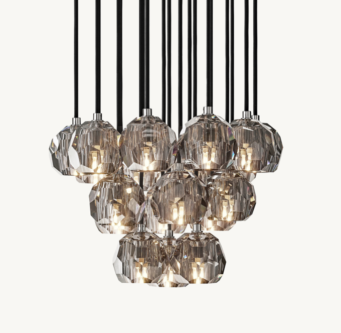 Boule De Cristal Smoke Glass Round Cluster Chandelier 19\"