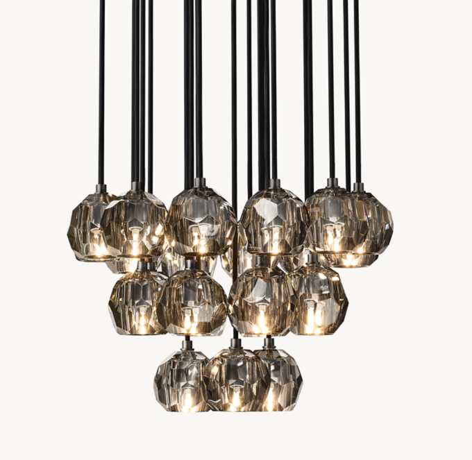 Boule De Cristal Smoke Glass Round Cluster Chandelier 24\"