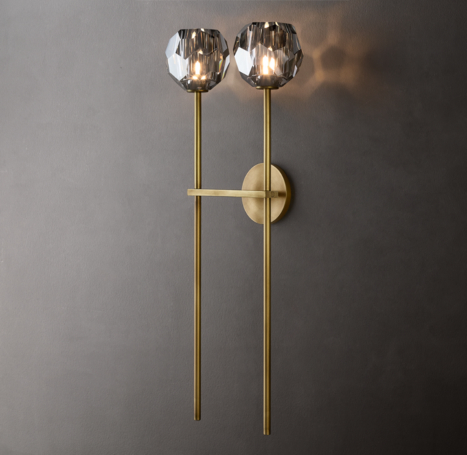 Boule De Cristal Smoke Glass Grand Double Sconce