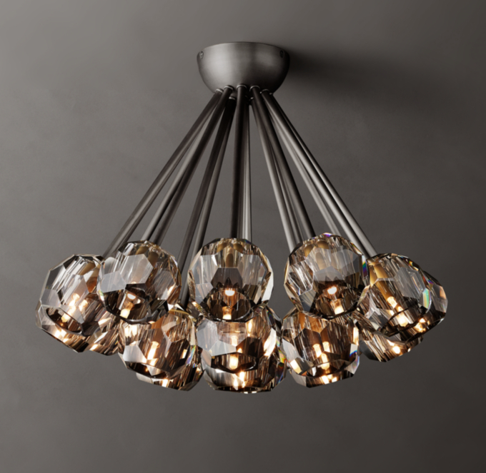 Boule De Cristal Smoke Glass Flushmount 24\"