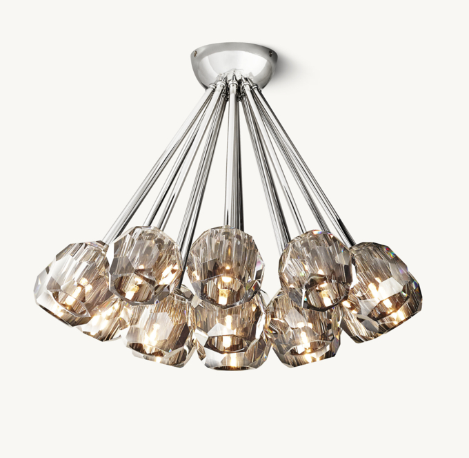 Boule De Cristal Smoke Glass Flushmount 24\"