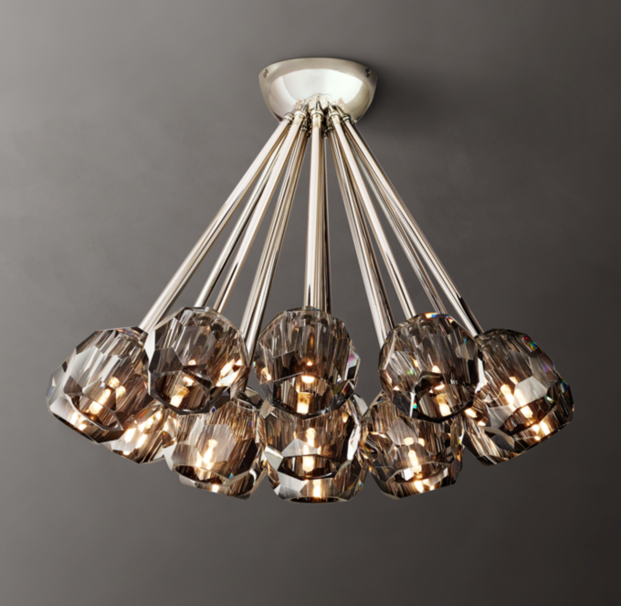 Boule De Cristal Smoke Glass Flushmount 24\"