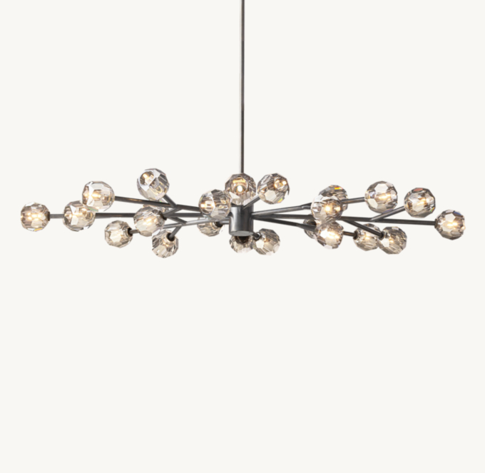 Boule De Cristal Smoke Glass Oval Chandelier 72\"