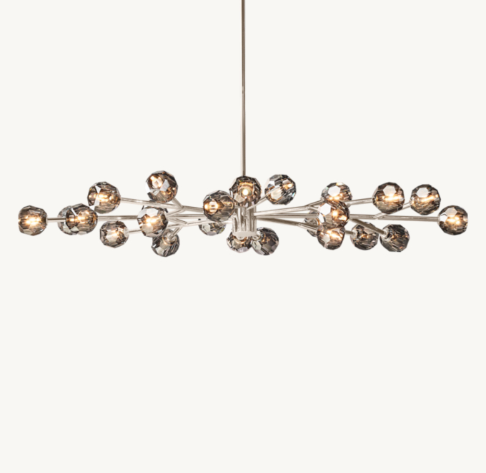 Boule De Cristal Smoke Glass Oval Chandelier 72\"