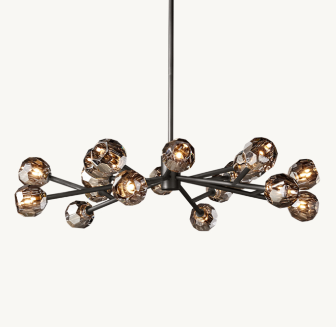 Boule De Cristal Smoke Glass Round Chandelier 48\"