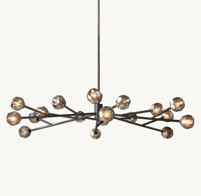 Boule De Cristal Smoke Glass Round Chandelier 72\"