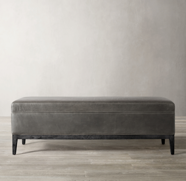 French Contemporary Leather End Of Bed Storage Bench