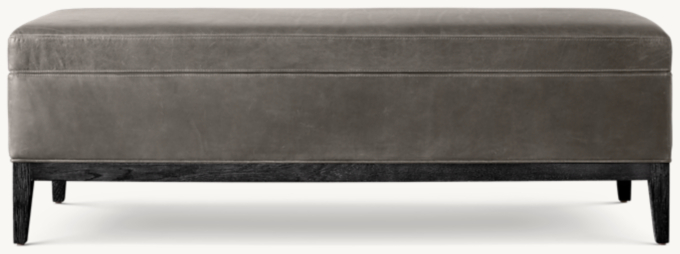 French Contemporary Leather End-of-Bed Storage Bench 