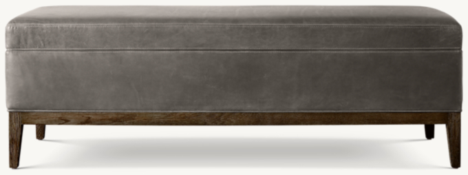 French Contemporary Leather End-of-Bed Storage Bench