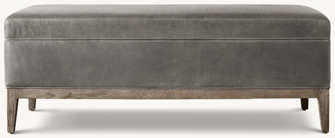 French Contemporary Leather End-of-Bed Storage Bench