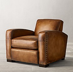 1920s Parisian Leather Club Chair, Parisian Leather Chair