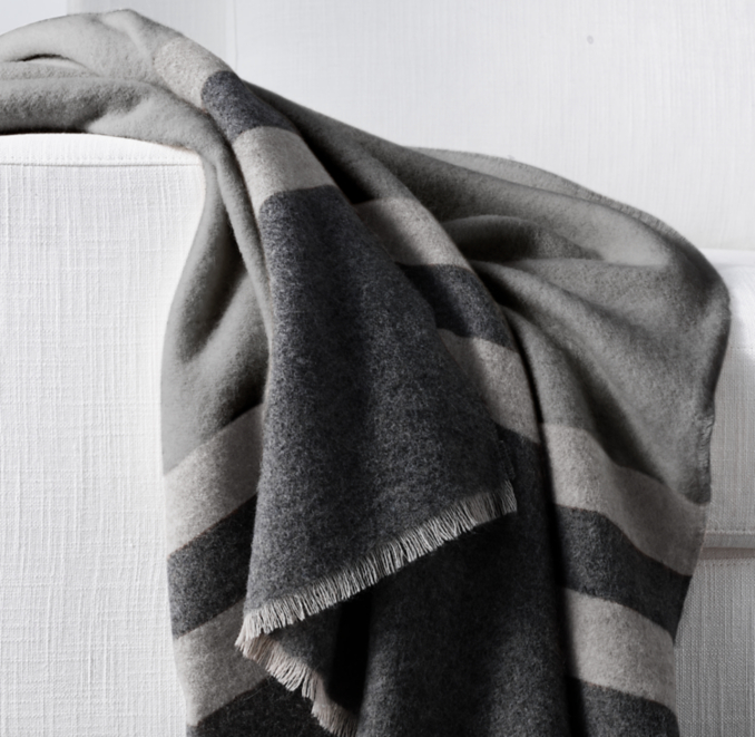 Alpaca & Wool Banded Stripe Throw by Alicia Adams