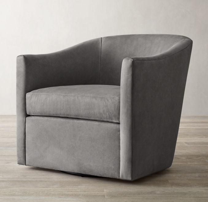 Oliver Barrelback Slope Arm Leather Swivel Chair