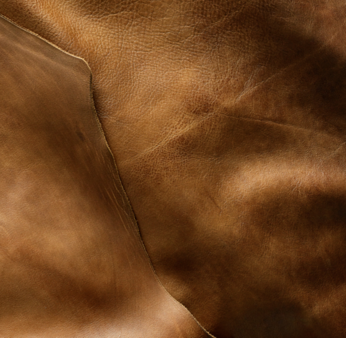 Shown in Italian Berkshire Chestnut. Masterfully hand burnished to achieve a patina with distinctive highs and lows that capture and reflect the light. Variations in color and texture make each piece unique.