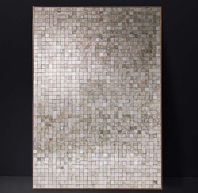 Antiqued Glass Mosaic Leaner Mirror, Antiqued Glass Mirror Tiles