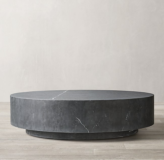 Marble Plinth Round Coffee Table, Marble Circle Coffee Table
