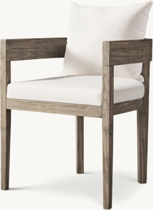 Three Quarter view of Balmain Oak Fabric Dining Armchair 