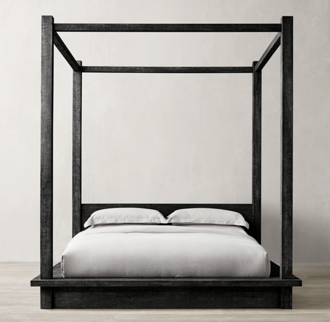 Reclaimed Oak Panel Canopy Bed