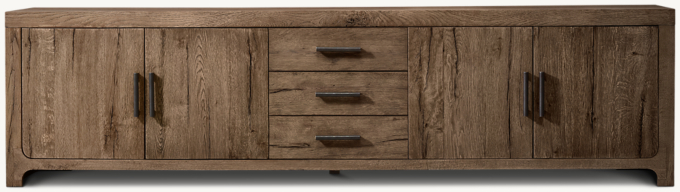 Davos Oak 4-Door Media Console with Drawers