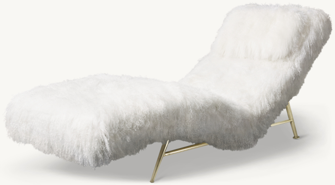 Three Quarter view of Milo Baughman Model #149, 1953 Tibetan Wool Chaise 