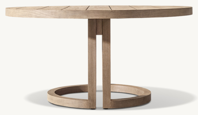 Front view of Portofino Teak Round Dining Table 