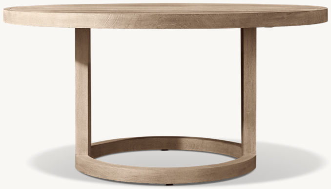 Three Quarter view of Portofino Teak Round Dining Table 