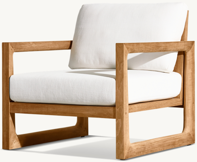 Shown in Natural Teak. cushions shown in White Perennials® Performance Textured Linen Weave.