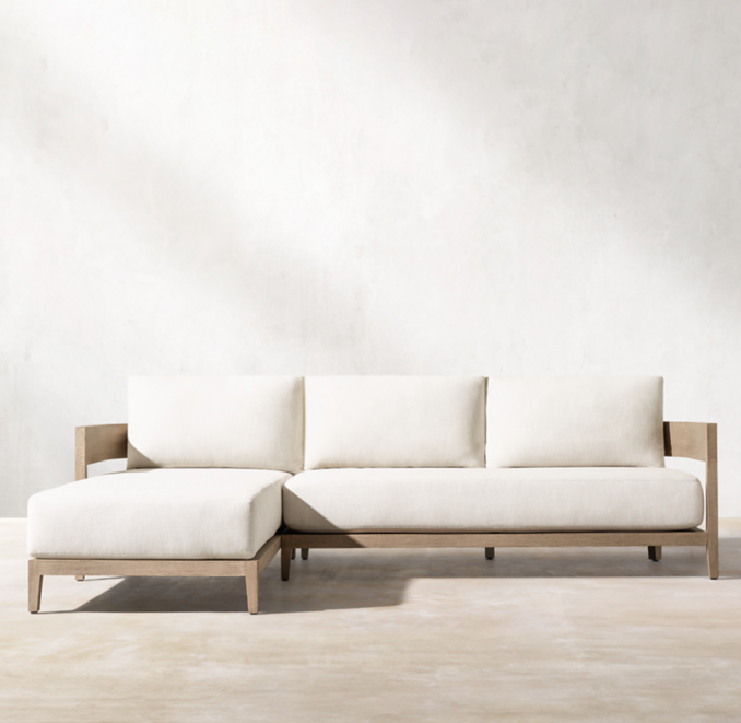 Balmain Teak LeftArm Sofa Chaise Sectional
