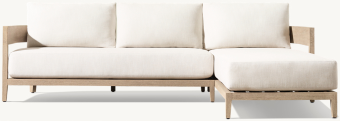 Balmain Teak Right-Arm Sofa-Chaise Sectional