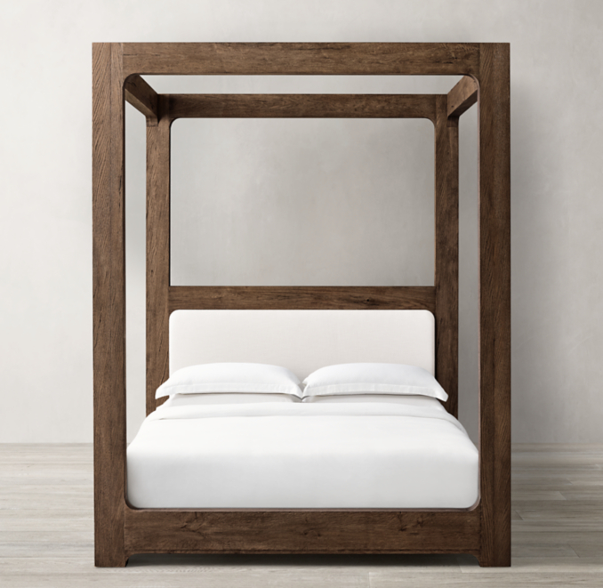 Davos Oak Fabric Panel Canopy Bed