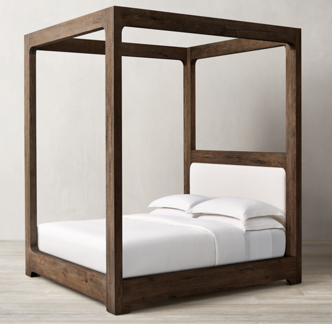 Davos Oak Fabric Canopy Bed