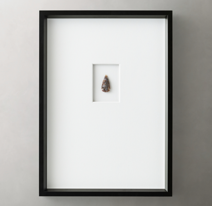 Hand-Carved Stone Arrowhead on White Linen - Rectangular