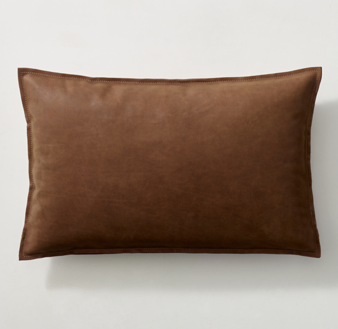 Sherwood Leather Flange Pillow Cover - Lumbar
