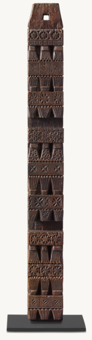 Front view of Hand-Carved Tribal Column 