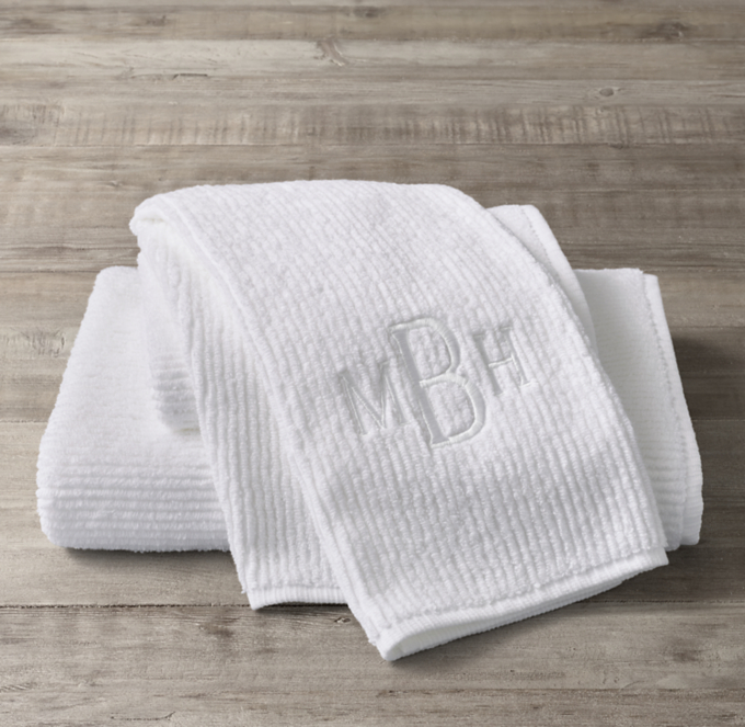 Monogrammed Ribbed Terry Towel Collection