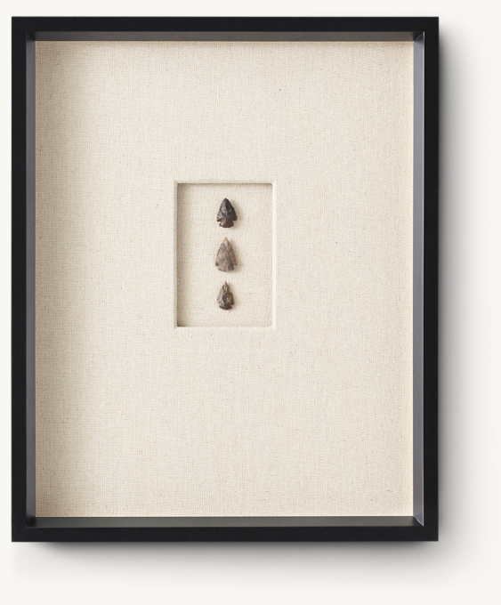 Hand-Carved Stone Arrowheads on Linen Collection